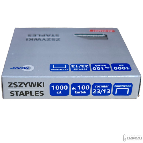 STALOWE ZAOSTRZONE ZSZYWKI BIUROWE DO ZSZYWACZA 23 x 13 mm TAURUS 1000 szt. 2