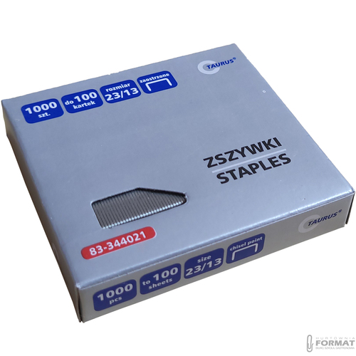 STALOWE ZAOSTRZONE ZSZYWKI BIUROWE DO ZSZYWACZA 23 x 13 mm TAURUS 1000 szt. 3