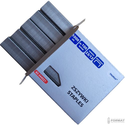 STALOWE ZAOSTRZONE ZSZYWKI BIUROWE DO ZSZYWACZA 23 x 13 mm TAURUS 1000 szt. 4