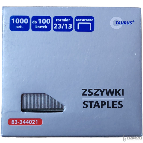 STALOWE ZAOSTRZONE ZSZYWKI BIUROWE DO ZSZYWACZA 23 x 13 mm TAURUS 1000 szt. 6