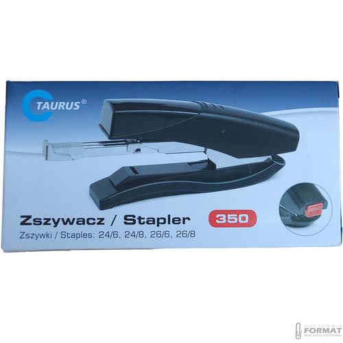 CZARNY PLASTIKOWY ZSZYWACZ BIUROWY DO 50 KARTEK TAURUS TRADE 350 11