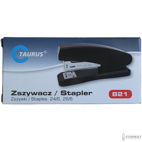 CZARNY PLASTIKOWY ZSZYWACZ BIUROWY DO 25 KARTEK TAURUS TRADE 821 8