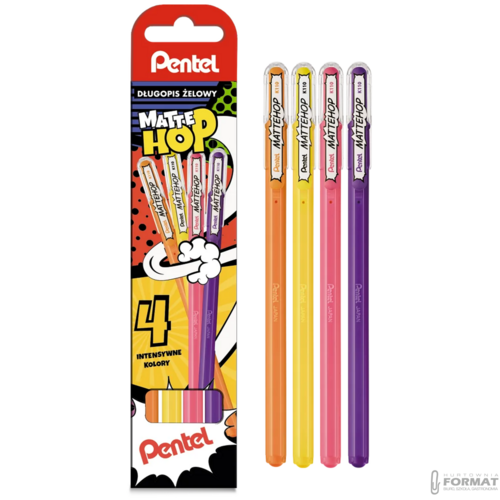 DŁUGOPISY ŻELOWE PENTEL MATTE HOP 4 KOLORY 2