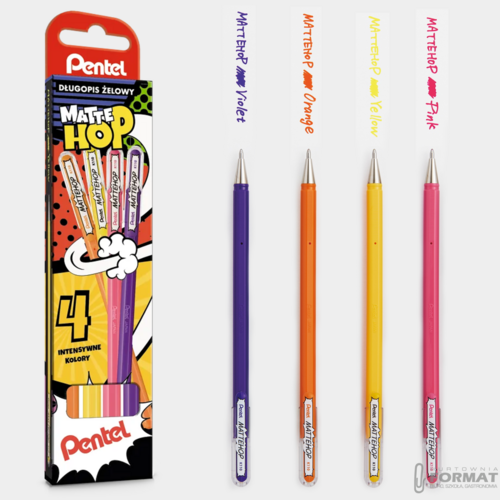 DŁUGOPISY ŻELOWE PENTEL MATTE HOP 4 KOLORY 4