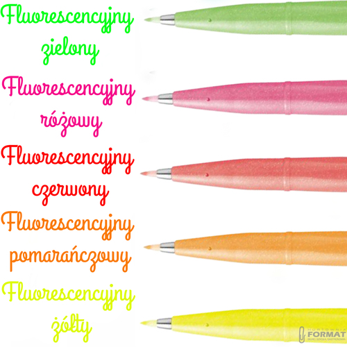 FLUORESCENCYJNE PISAKI PĘDZELKOWE DO KALIGRAFII LITERNICTWA 5SZT PENTEL 5
