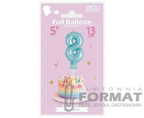 Balon foliowy 13 cm na patyczku "Cyfra 8", błękitn 3