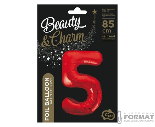 Balon foliowy B&C Cyfra 5, czerwona, 85 cm 3