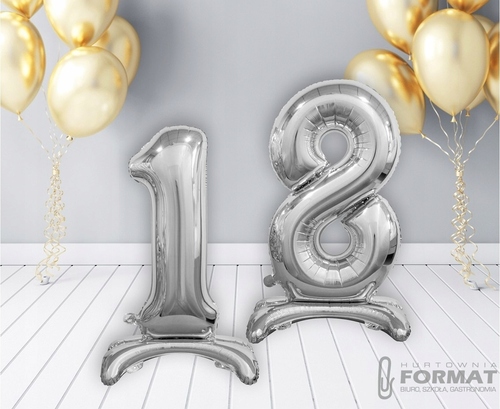 BALON FOLIOWY STOJĄCY CYFRA 1 SREBRNY-74CM 4