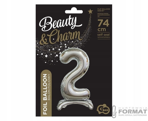 BALON FOLIOWY STOJĄCY CYFRA 2 SREBRNY-74CM 3