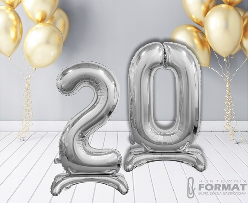 BALON FOLIOWY STOJĄCY CYFRA 2 SREBRNY-74CM 4