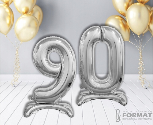 BALON FOLIOWY STOJĄCY CYFRA 9 SREBRNY-74CM 4