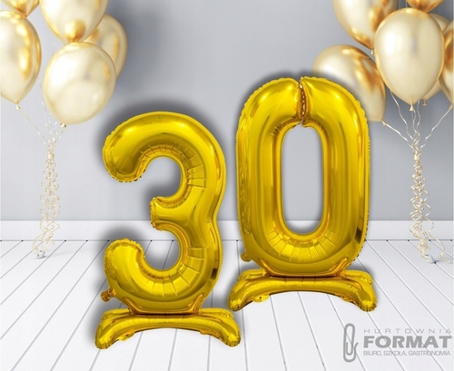 BALON FOLIOWY STOJĄCY CYFRA 3 ZŁOTY 74CM 4