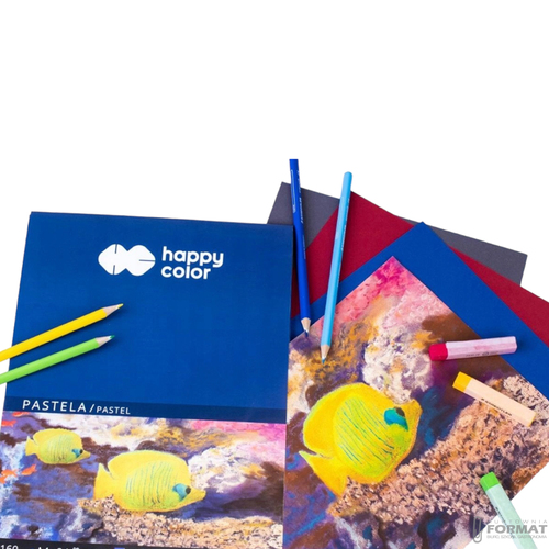 BLOK KOLOROWY DO PASTELI HAPPY COLOR A4 160g 3 KOLORY 24 KARTKI 4