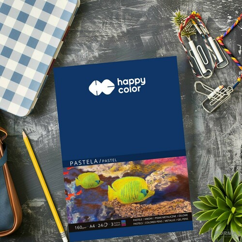 BLOK KOLOROWY DO PASTELI HAPPY COLOR A4 160g 3 KOLORY 24 KARTKI 6