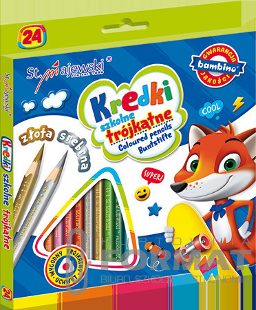 Bambino Kredki szkolne trójkątne 24 kolory 4