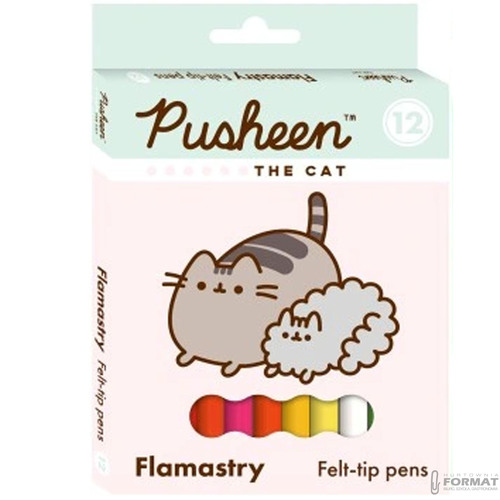 FLAMASTRY MAZAKI PISAKI PUSHEEN 12 KOLORÓW MAJEWSKI KOT DO SZKOŁY 3