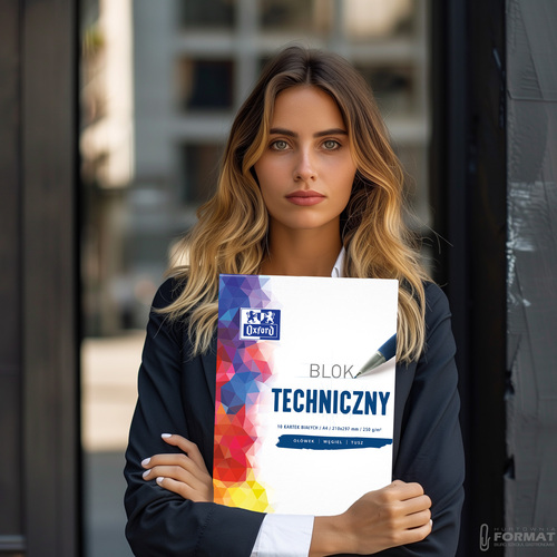 BLOK TECHNICZNY A4 OXFORD BIAŁY 250g 10 KARTEK DO SZKOŁY 5