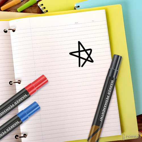 MARKER WODOODPORNY PERMANENTNY OKRĄGŁY PISAK MAZAK CZARNY 6 SZTUK 5