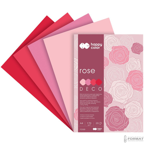 BLOK TECHNICZNY ROSE DECO A4 170g 4 KOLORY 20 KARTEK ODCIENIE RÓŻOWEGO 3