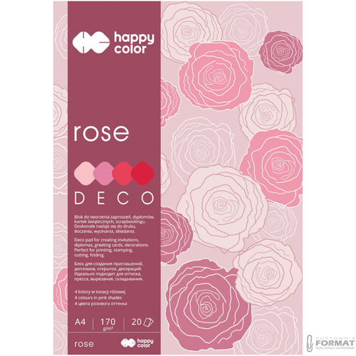 BLOK TECHNICZNY ROSE DECO A4 170g 4 KOLORY 20 KARTEK ODCIENIE RÓŻOWEGO 4