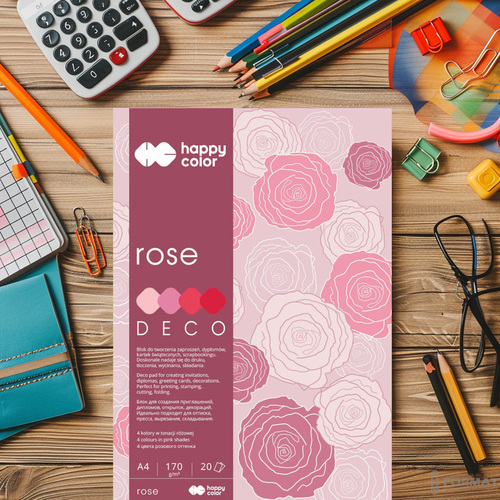 BLOK TECHNICZNY ROSE DECO A4 170g 4 KOLORY 20 KARTEK ODCIENIE RÓŻOWEGO 6