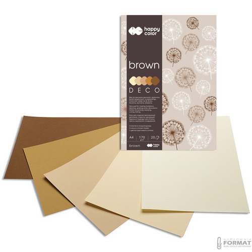 BLOK TECHNICZNY BROWN DECO A4 170g 5 KOLORÓW 20 KARTEK ODCIENIE BRĄZU 2