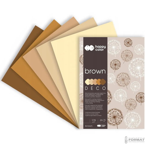 BLOK TECHNICZNY BROWN DECO A4 170g 5 KOLORÓW 20 KARTEK ODCIENIE BRĄZU 3