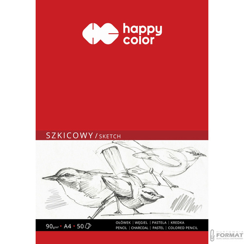 BLOK SZKICOWY HAPPY COLOR BIAŁY A4 90g 50 KARTEK 2