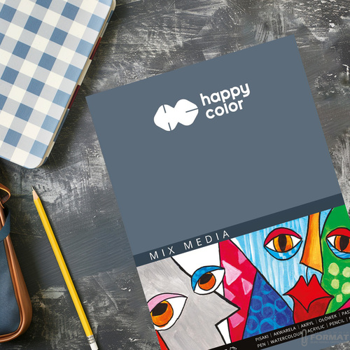 BLOK MIX MEDIA HAPPY COLOR ART BIAŁY A4 200g 25 KARTEK 4