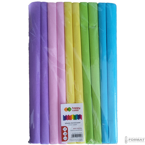 BIBUŁA MARSZCZONA HAPPY COLOR 10 SZTUK 5 KOLORÓW PASTELOWE MIX PASTEL 2