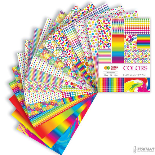 BLOK Z MOTYWAMI HAPPY COLOR COLORS A4 80g 15 KARTEK 26 MOTYWÓW 2
