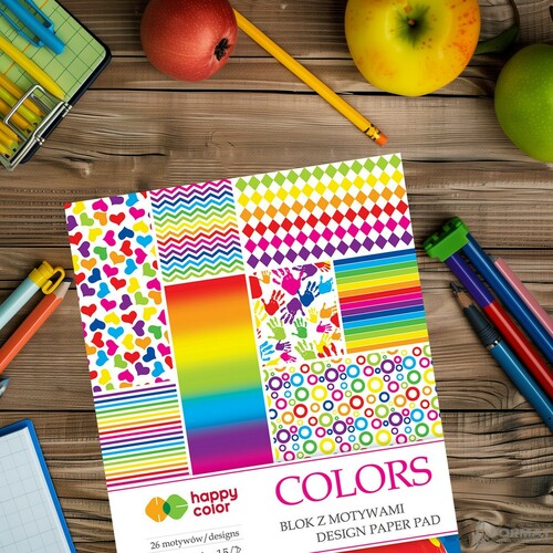 BLOK Z MOTYWAMI HAPPY COLOR COLORS A4 80g 15 KARTEK 26 MOTYWÓW 5