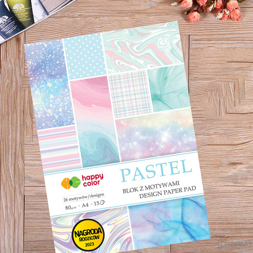 BLOK Z MOTYWAMI HAPPY COLOR PASTEL A4 80g 15 KARTEK 26 MOTYWÓW 5