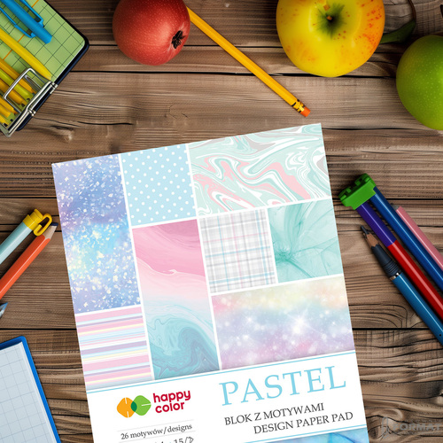 BLOK Z MOTYWAMI HAPPY COLOR PASTEL A4 80g 15 KARTEK 26 MOTYWÓW 6