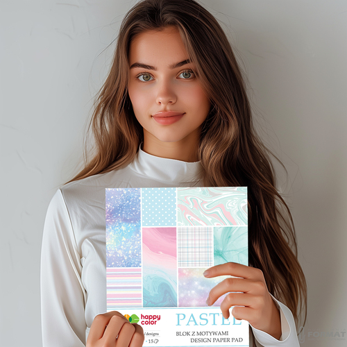 BLOK Z MOTYWAMI HAPPY COLOR PASTEL A4 80g 15 KARTEK 26 MOTYWÓW 7