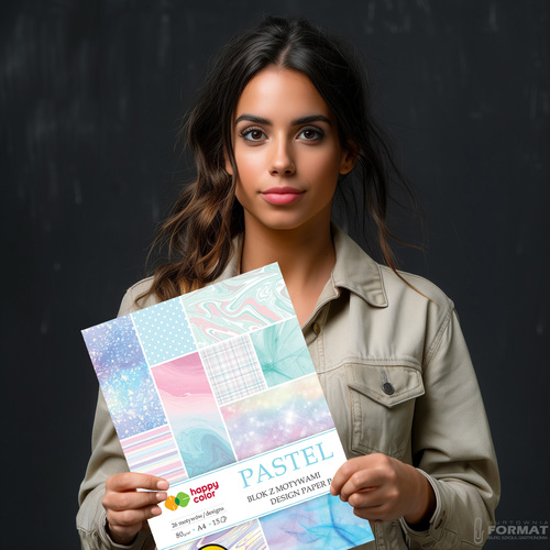 BLOK Z MOTYWAMI HAPPY COLOR PASTEL A4 80g 15 KARTEK 26 MOTYWÓW 8