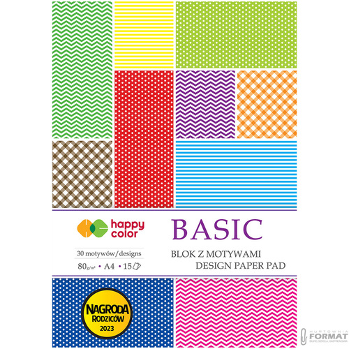 BLOK Z MOTYWAMI HAPPY COLOR BASIC A4 80g 15 KARTEK 30 MOTYWÓW 4