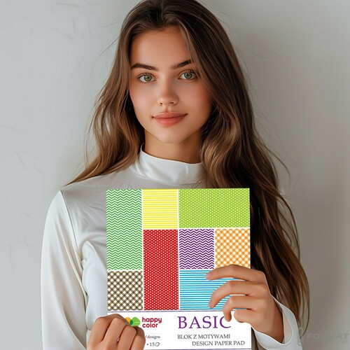 BLOK Z MOTYWAMI HAPPY COLOR BASIC A4 80g 15 KARTEK 30 MOTYWÓW 7