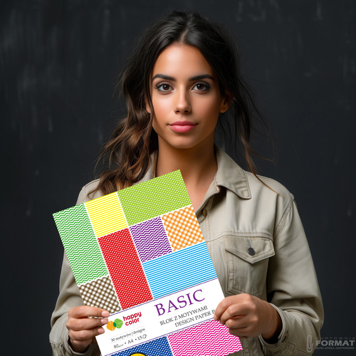 BLOK Z MOTYWAMI HAPPY COLOR BASIC A4 80g 15 KARTEK 30 MOTYWÓW 8