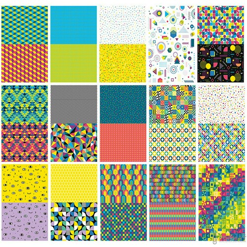 BLOK Z MOTYWAMI HAPPY COLOR GEOMETRIC A4 80g 15 KARTEK 28 MOTYWÓW 4