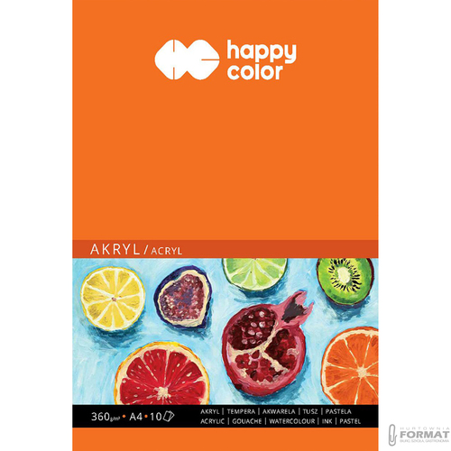BLOK DO AKRYLU HAPPY COLOR ART BIAŁY A4 360g 10 KARTEK 3