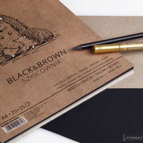 SZKICOWNIK NA SPIRALI HAPPY COLOR BLACK&BROWN A4 80g 50 KARTKOWY 6
