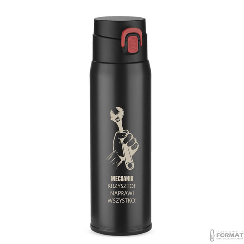 KUBEK TERMICZNY TERMOS NA KAWĘ HERBATĘ DO SAMOCHODU 420ml CZARNY +GRAWER 11