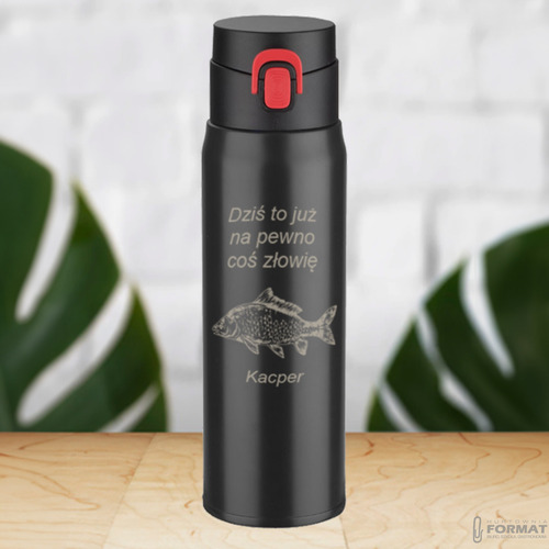 KUBEK TERMICZNY TERMOS NA KAWĘ HERBATĘ DO SAMOCHODU 420ml CZARNY +GRAWER 14