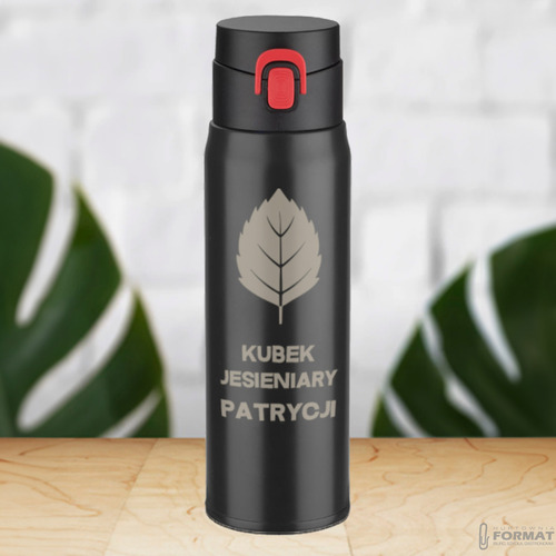 KUBEK TERMICZNY TERMOS NA KAWĘ HERBATĘ DO SAMOCHODU 420ml CZARNY +GRAWER 17