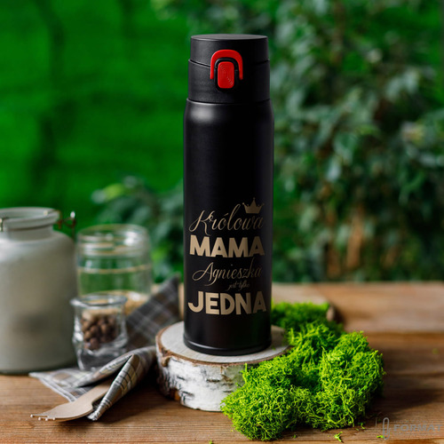 KUBEK TERMICZNY TERMOS NA KAWĘ HERBATĘ DO SAMOCHODU 420ml CZARNY +GRAWER 18