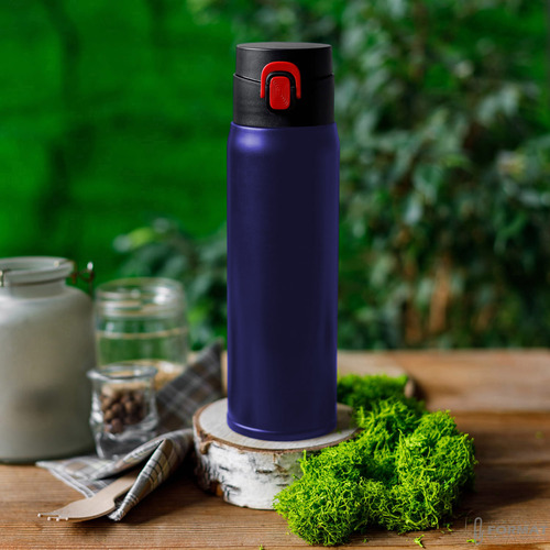 KUBEK TERMICZNY TERMOS NA KAWĘ HERBATĘ DO SAMOCHODU 420ml NIEBIESKI +GRAWER 10