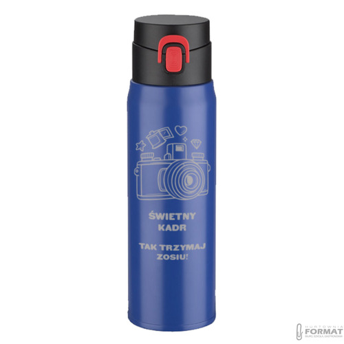 KUBEK TERMICZNY TERMOS NA KAWĘ HERBATĘ DO SAMOCHODU 420ml NIEBIESKI +GRAWER 11