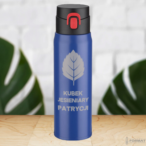 KUBEK TERMICZNY TERMOS NA KAWĘ HERBATĘ DO SAMOCHODU 420ml NIEBIESKI +GRAWER 14
