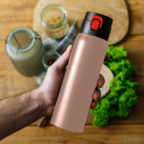 KUBEK TERMICZNY TERMOS NA KAWĘ HERBATĘ DO SAMOCHODU 420ml RÓŻOWY +GRAWER 6